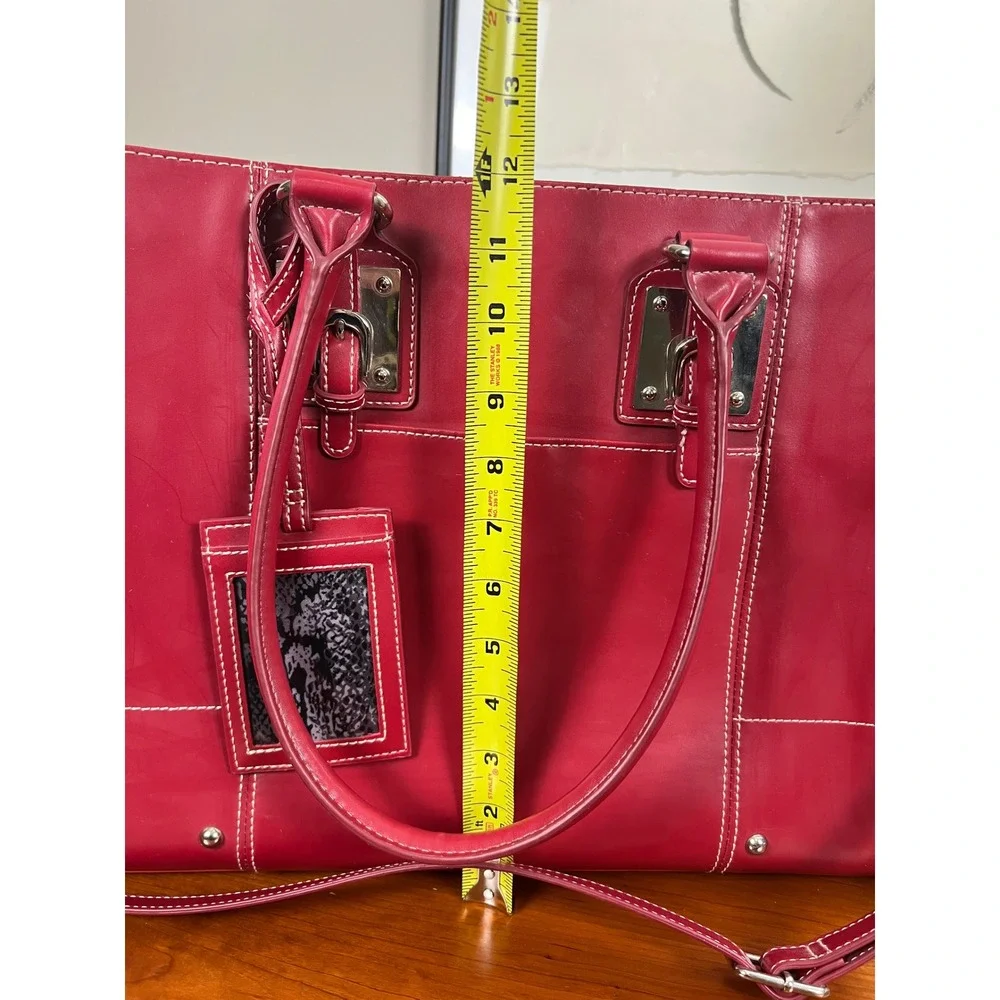 Wilsons Leather Red Laptop Tote Bag Women Work Briefcase Snakeskin Lining Large